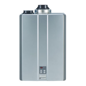 A tankless hot water heater